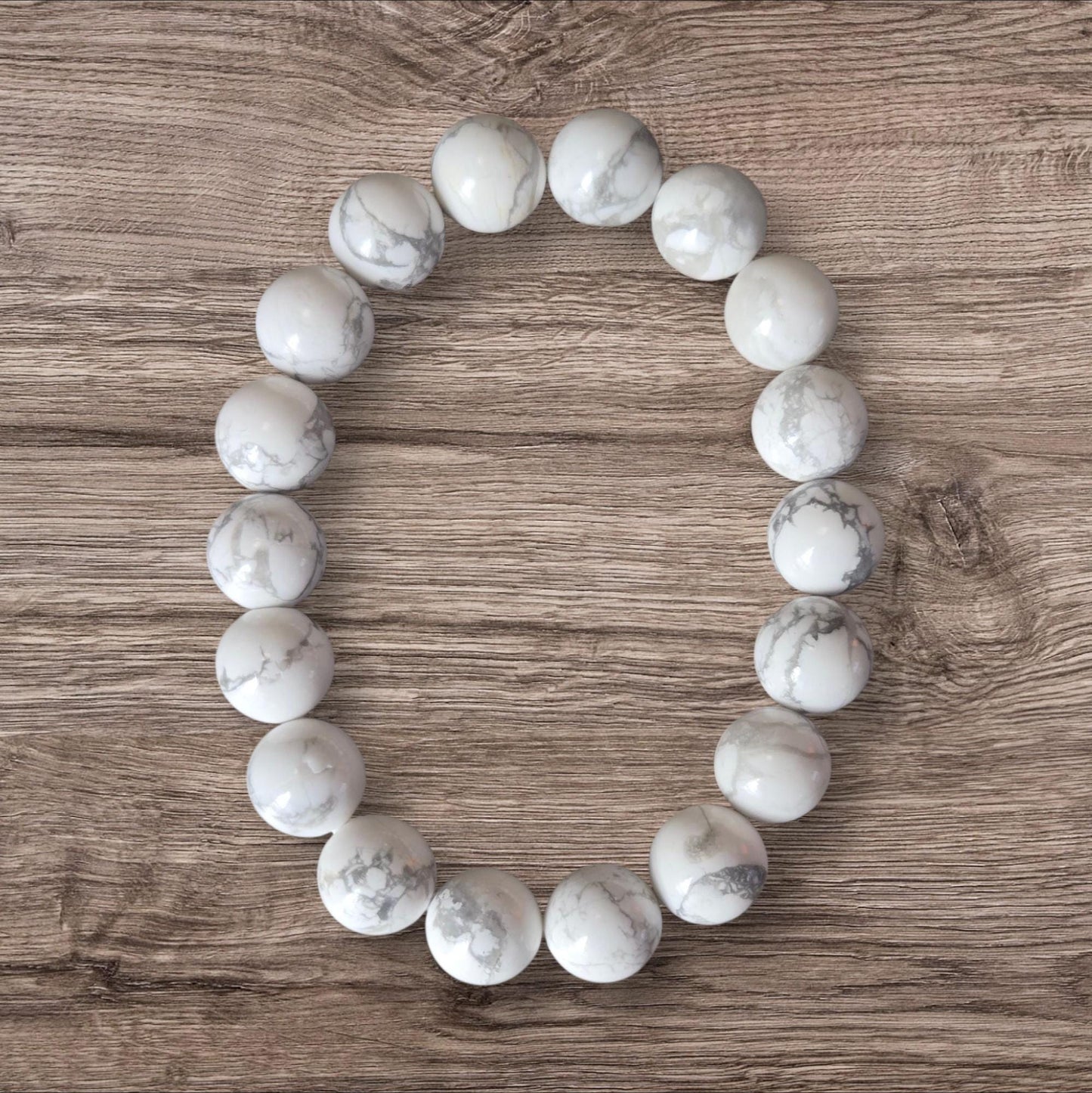 10mm Howlite for Anxiety &  Grounding Crystal Healing Gemstone  Bracelet.  Stress Relief Bracelet.