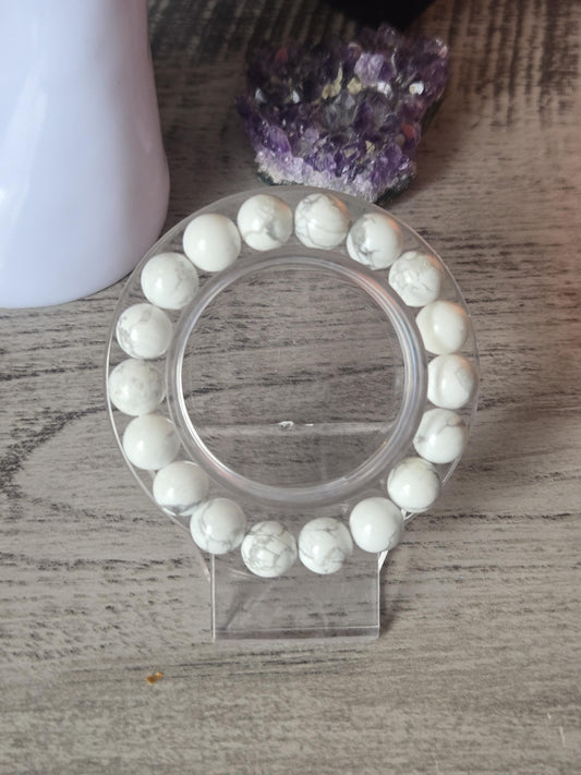 10mm Howlite for Anxiety &  Grounding Crystal Healing Gemstone  Bracelet.  Stress Relief Bracelet.