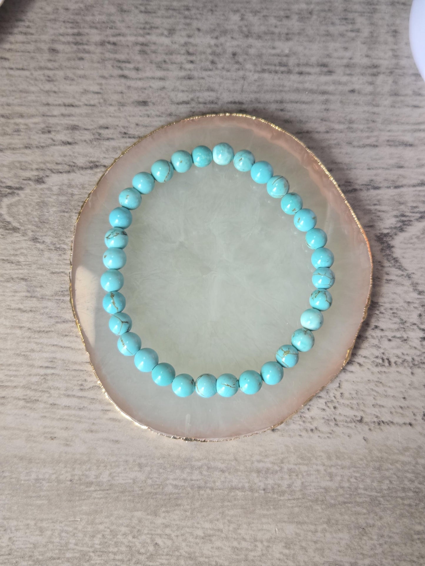 6mm Turquoise Crystal Gemstone Elasticated Beaded Bracelet Throat Chakra
