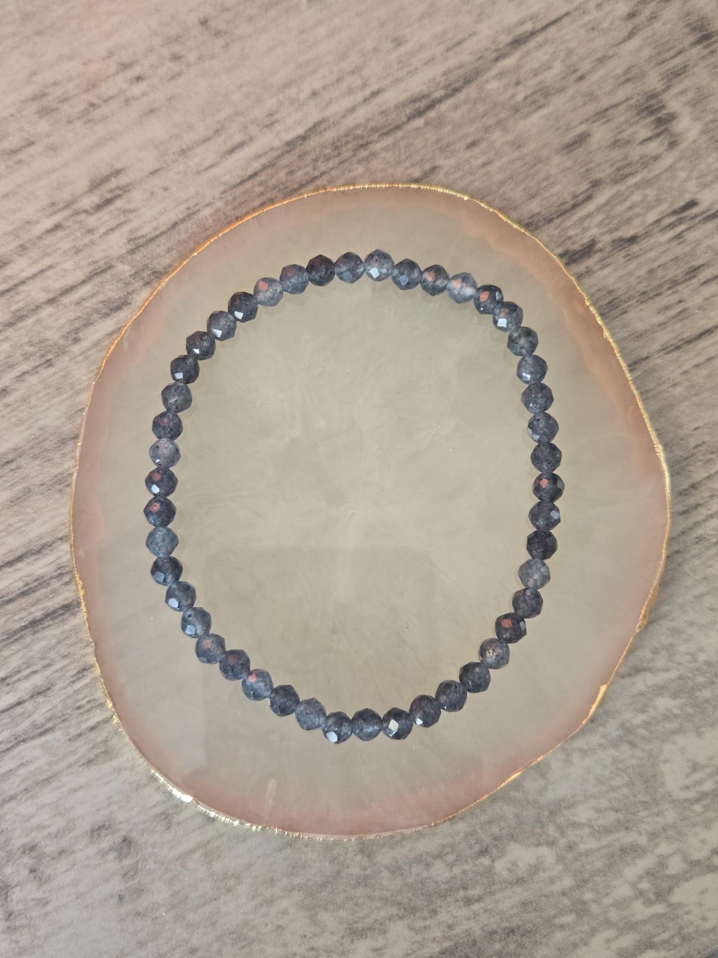 Natural 4x2mm Faceted Blue Sapphire Crystal Gemstone Beaded Bracelet