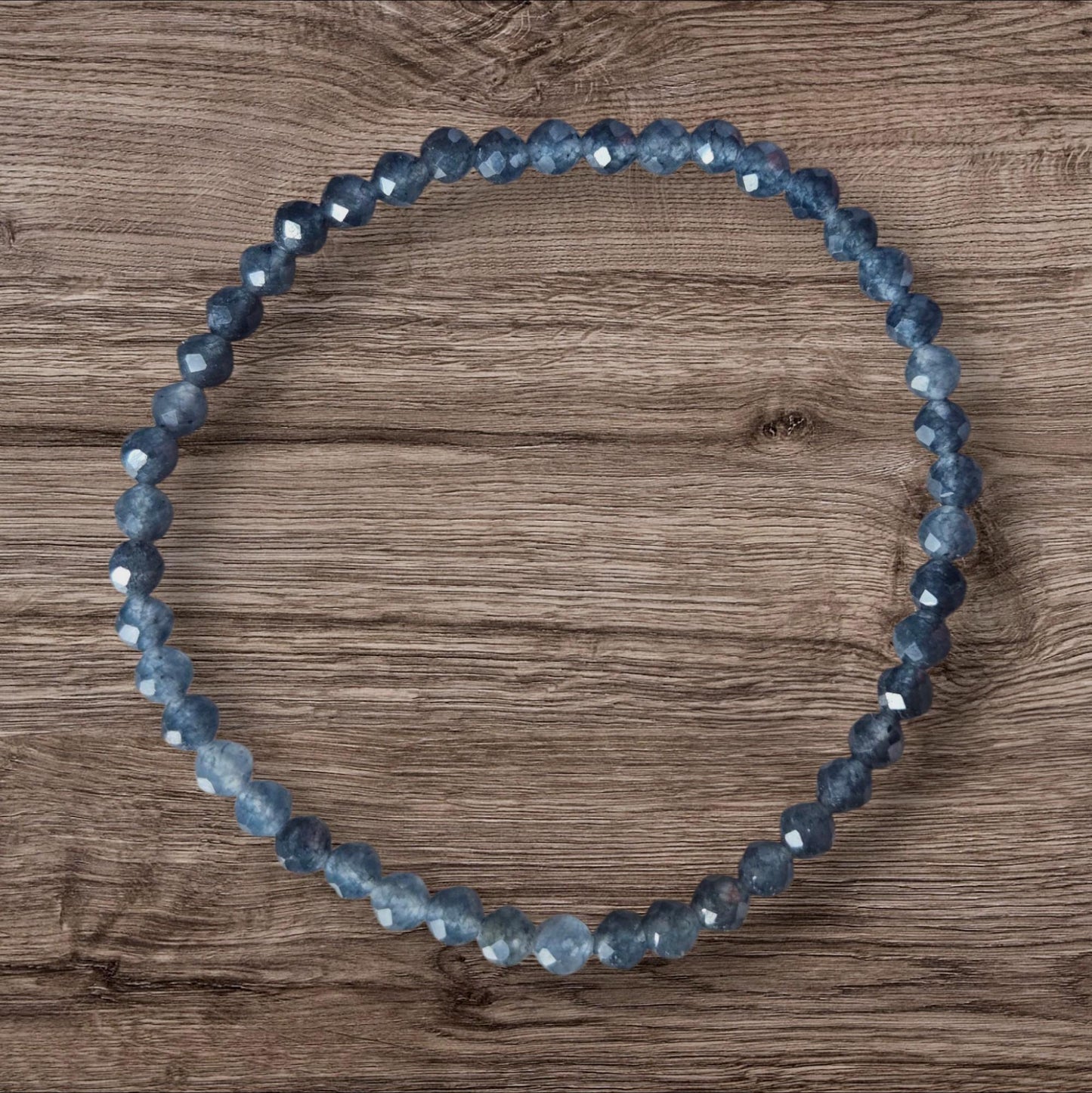 Natural 4x2mm Faceted Blue Sapphire Crystal Gemstone Beaded Bracelet