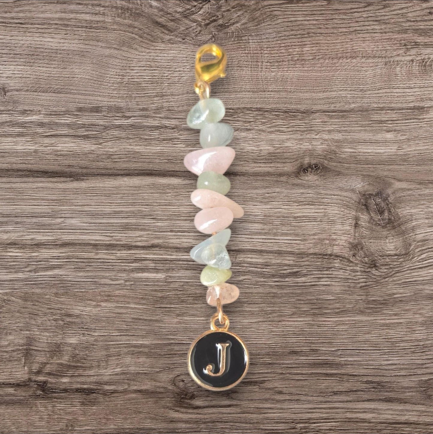 Personalise your Leather Pocket Hug Token Keepsake Keyring Crystal Gemstone Crystal Charm