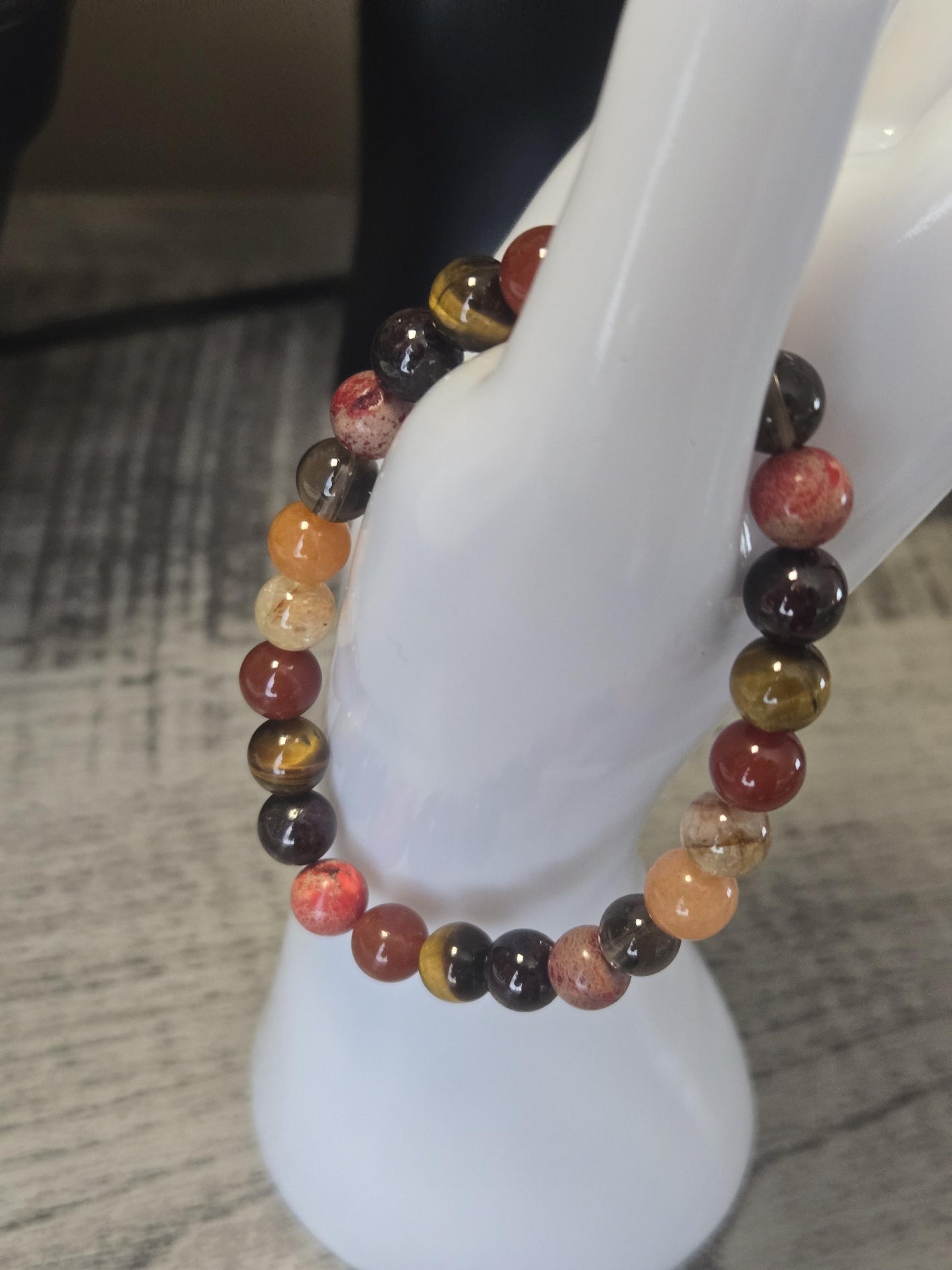 Tigers Eye, Jasper, Citrine, Sunstone & Carnelian Sacral & Solar Plexus Chakra Crystal Gemstone Beaded Bracelet