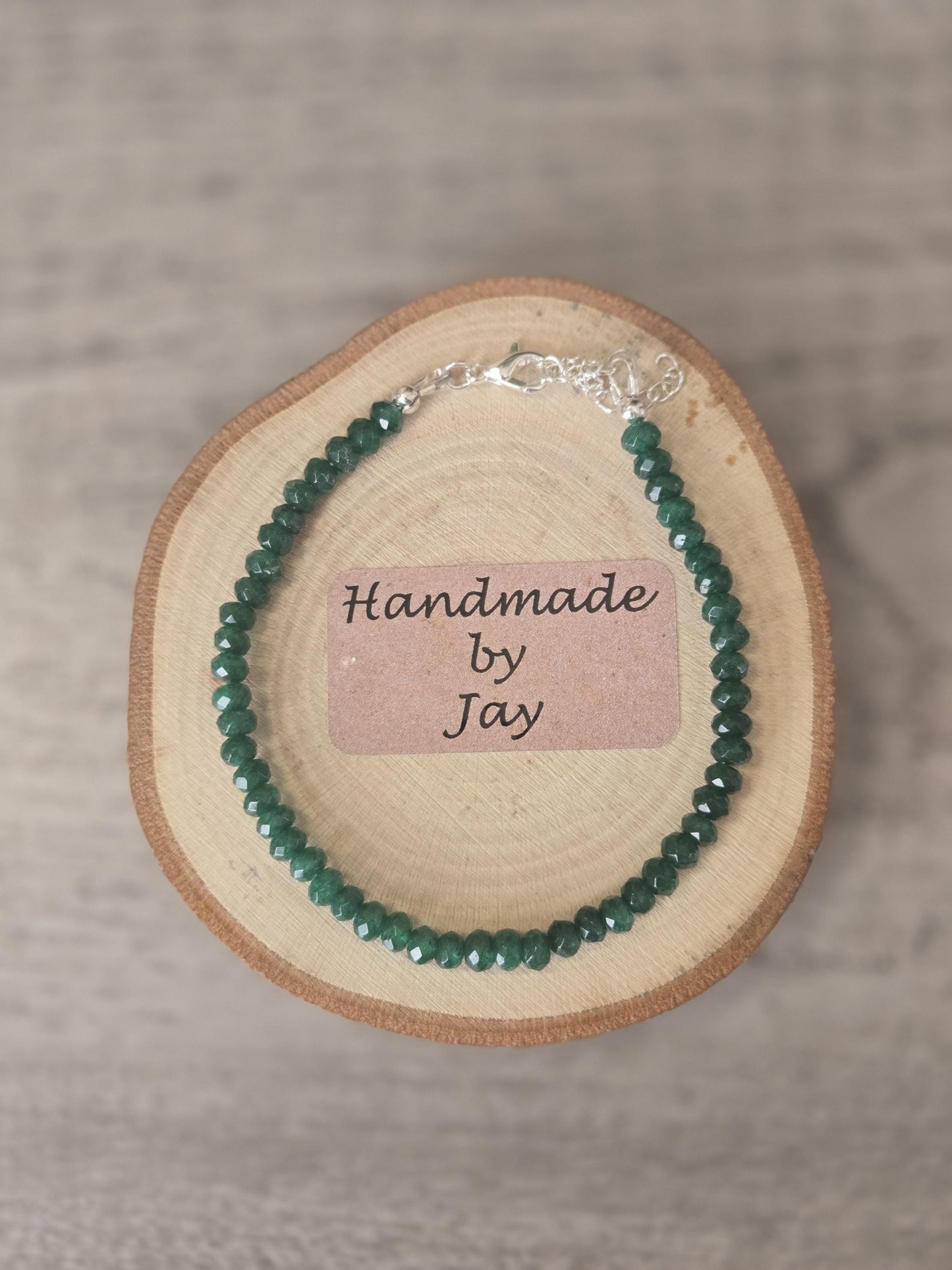 4mm Faceted Emerald Crystal Healing Beaded 925 Sterling Silver Gemstone Bracelet