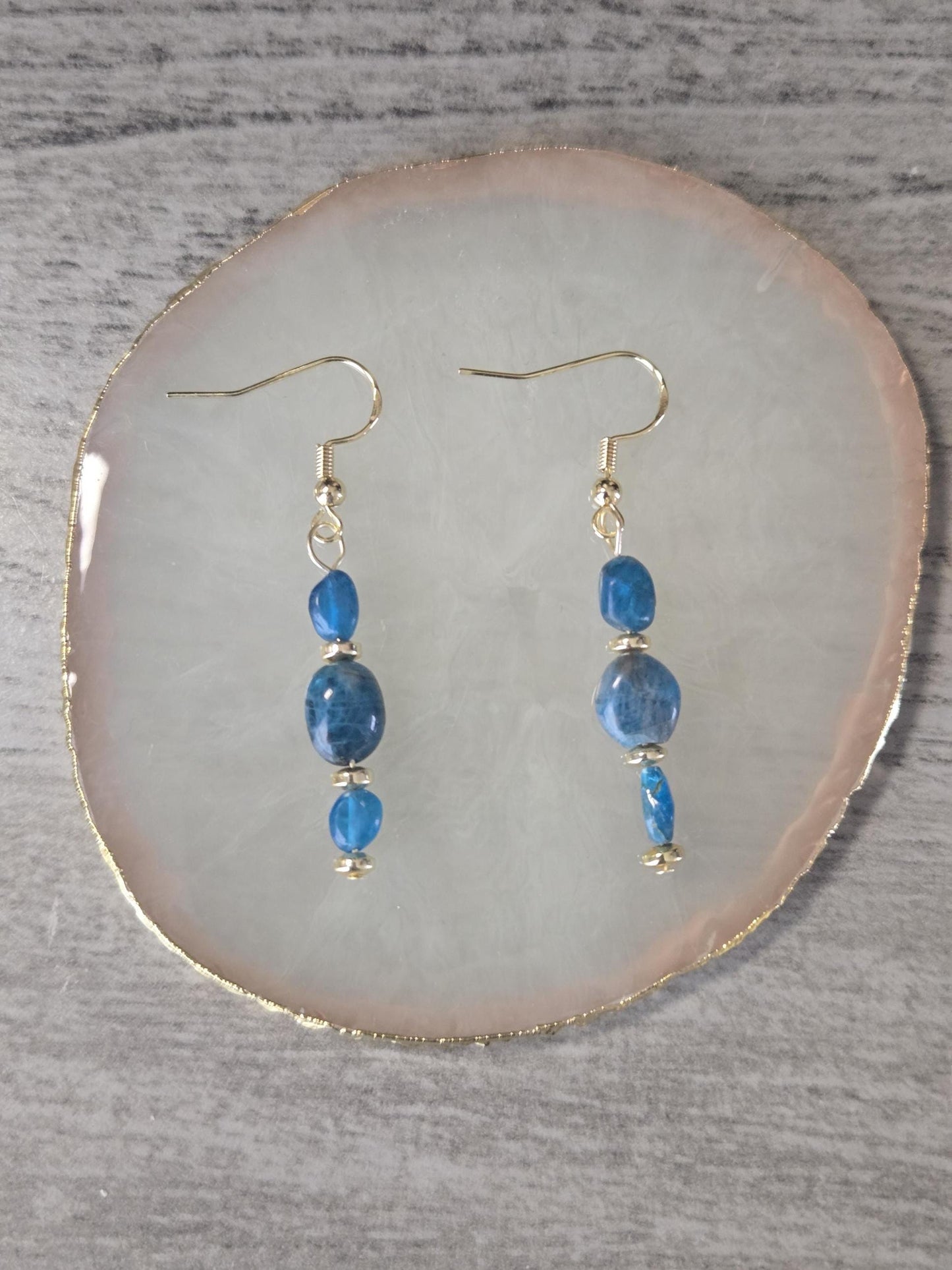 AAA Natural Apatite Crystal Stone Earrings in Gold or Silver