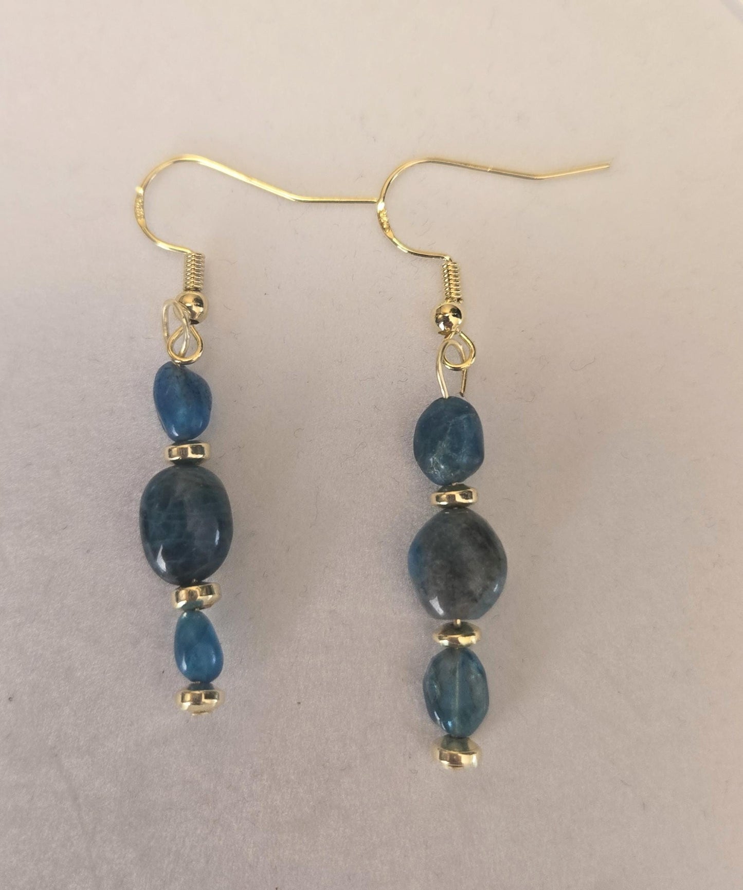 Apatite Crystal Earrings: Natural Gemstone, Gold/Silver