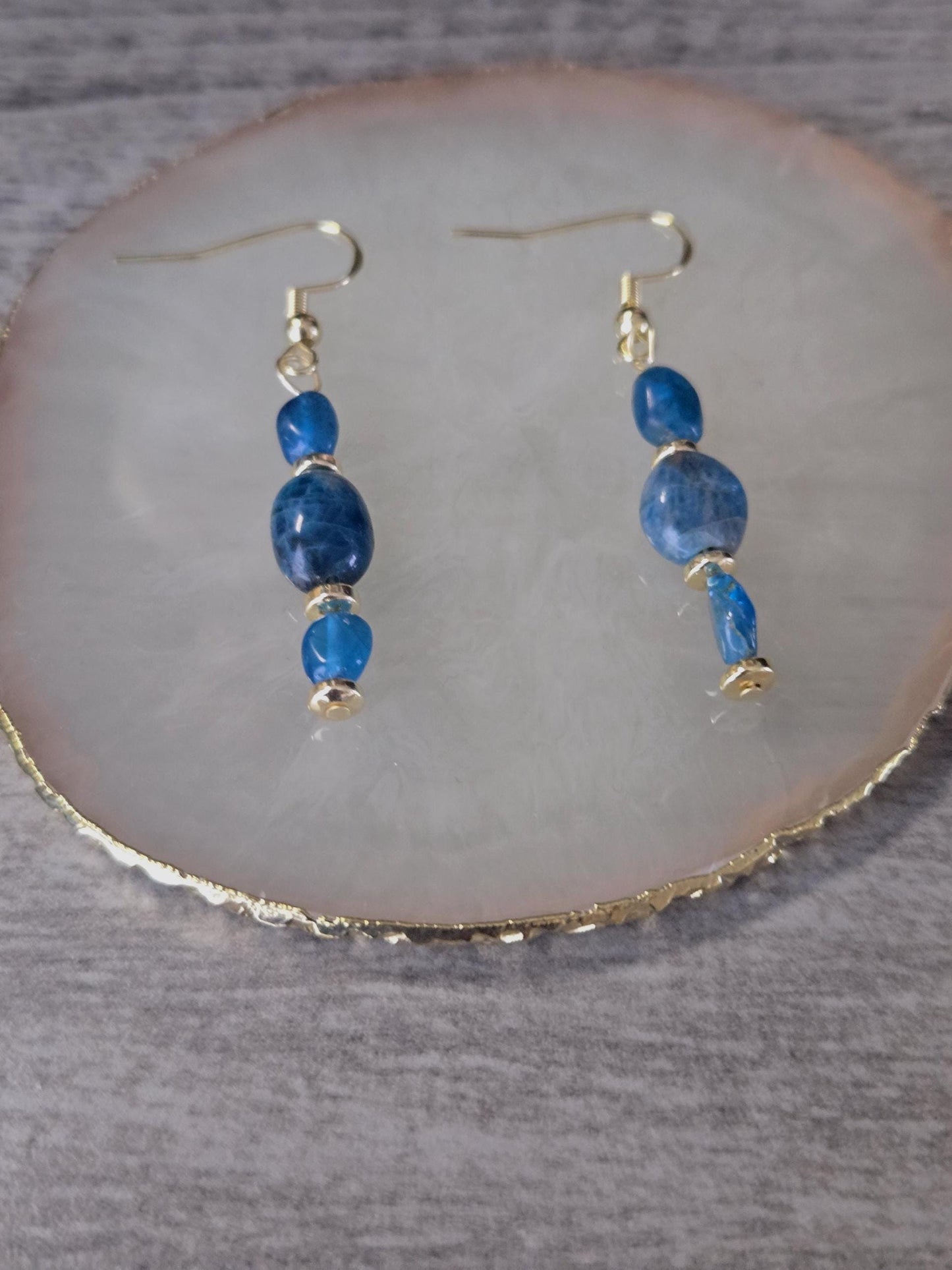 Apatite Crystal Earrings: Natural Gemstone, Gold/Silver