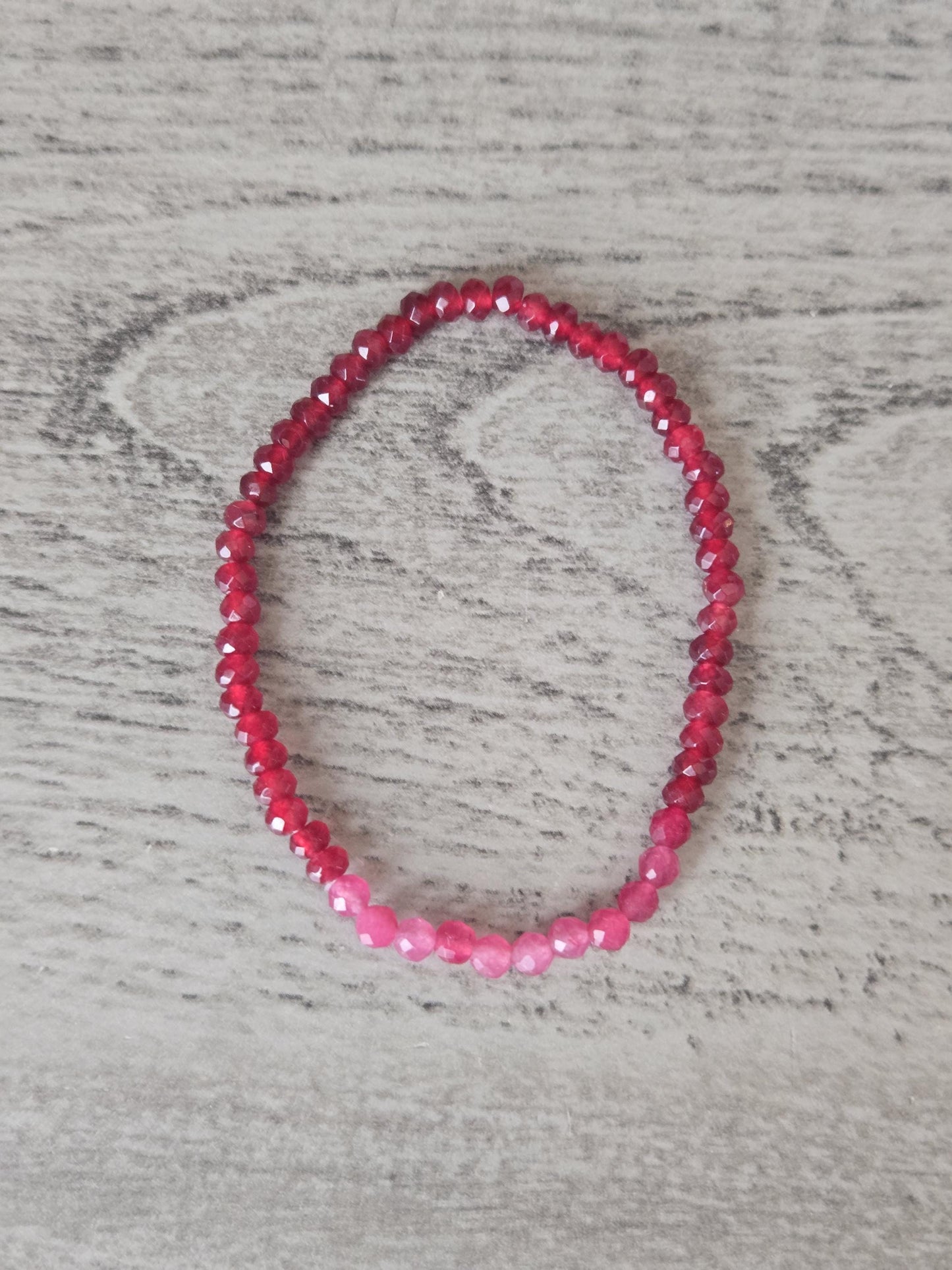 Ruby and Pink Tourmaline Faceted Crystal Gemstone Beaded Bracelet