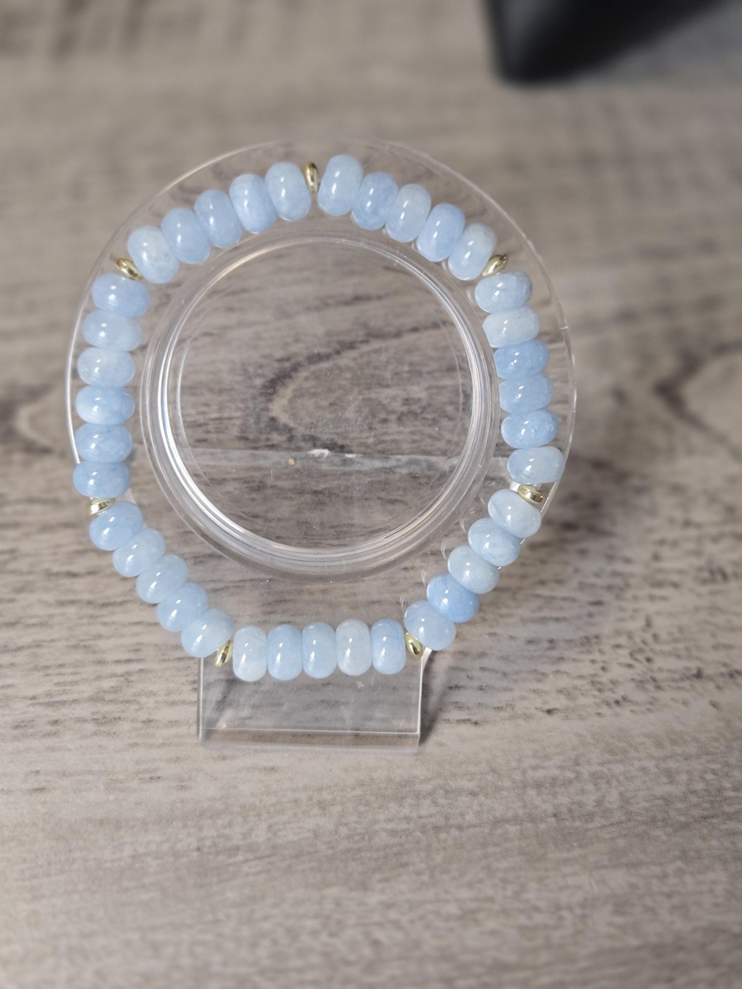 Aquamarine Crystal Beaded Bracelet. Throat Chakra Bracelet. Zodiac Sign