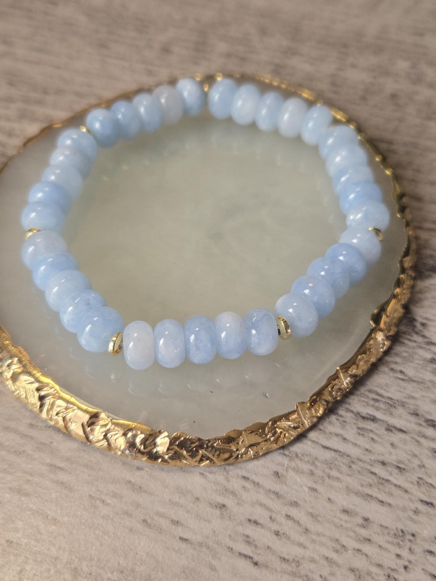 Aquamarine Crystal Beaded Bracelet. Throat Chakra Bracelet. Zodiac Sign