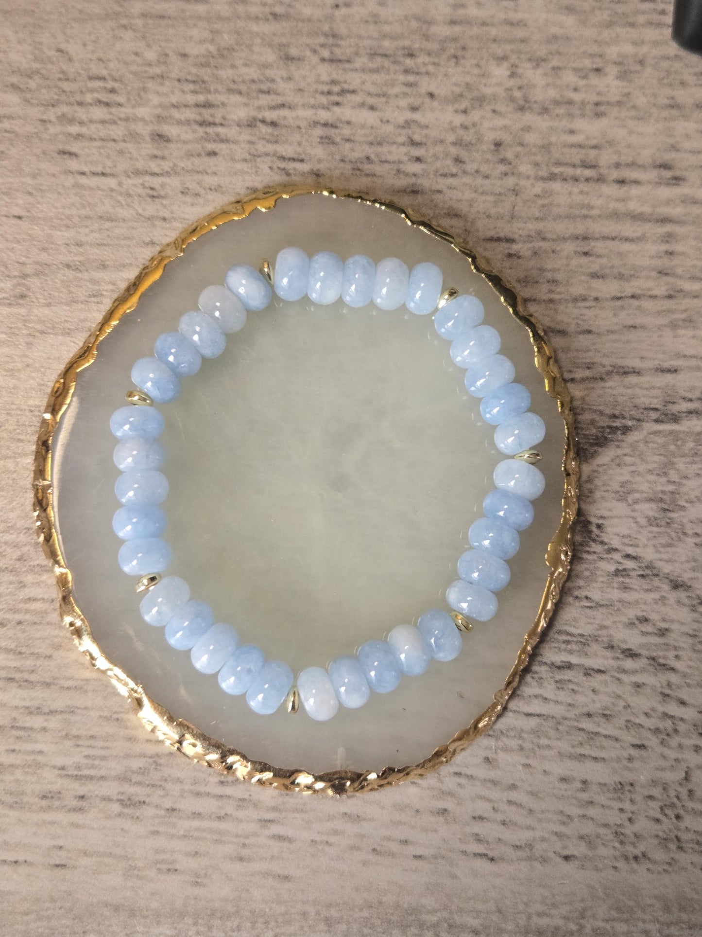 Aquamarine Crystal Beaded Bracelet. Throat Chakra Bracelet. Zodiac Sign