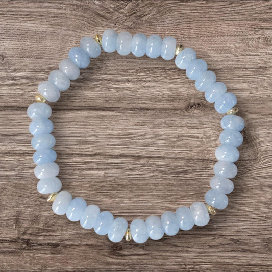 Aquamarine Crystal Beaded Bracelet. Throat Chakra Bracelet. Zodiac Sign