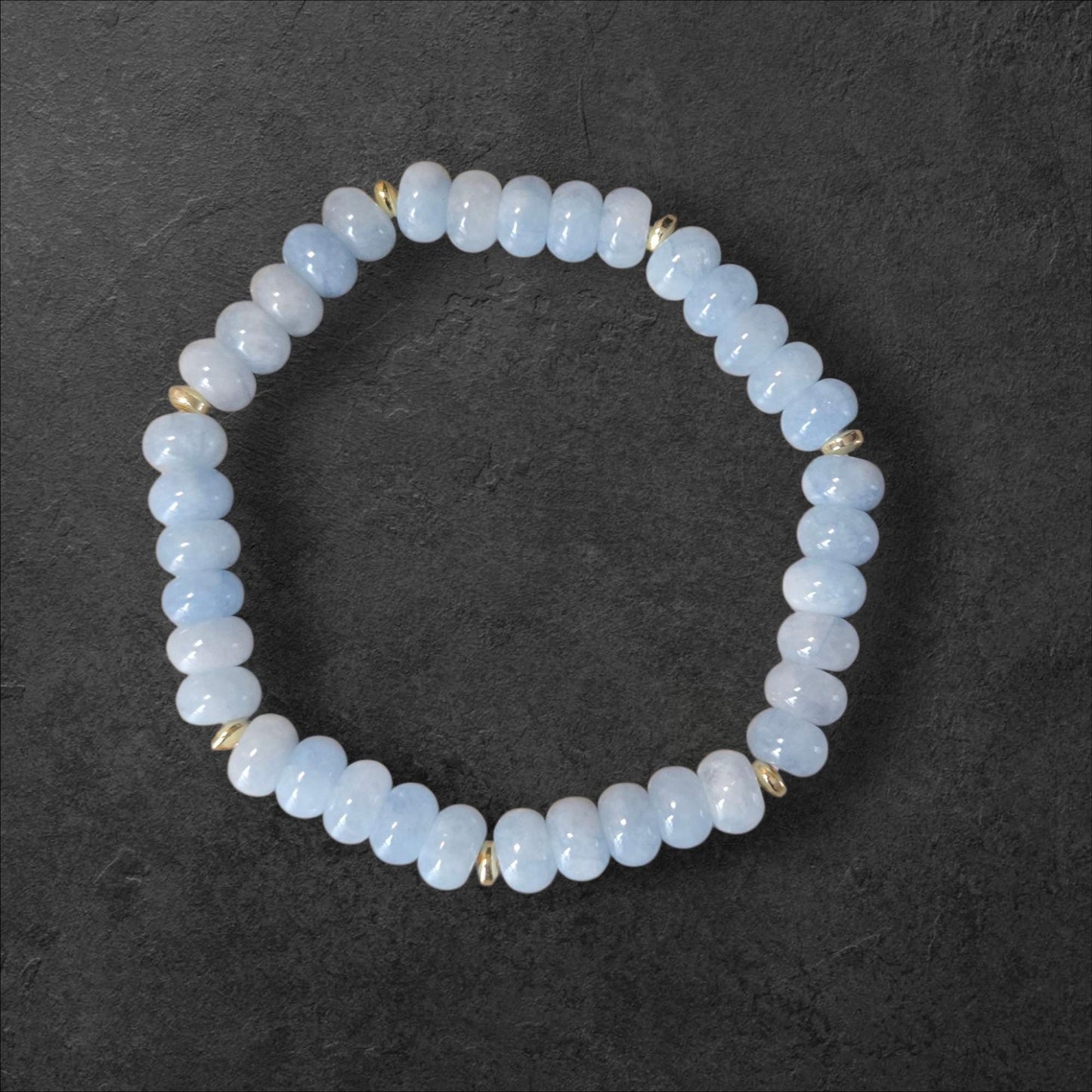 Aquamarine Crystal Beaded Bracelet. Throat Chakra Bracelet. Zodiac Sign