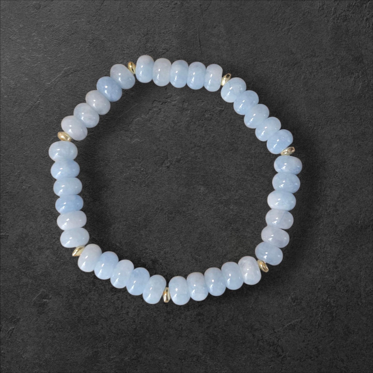 Aquamarine Crystal Healing Gemstone Beaded Bracelet. Throat Chakra Jewellery