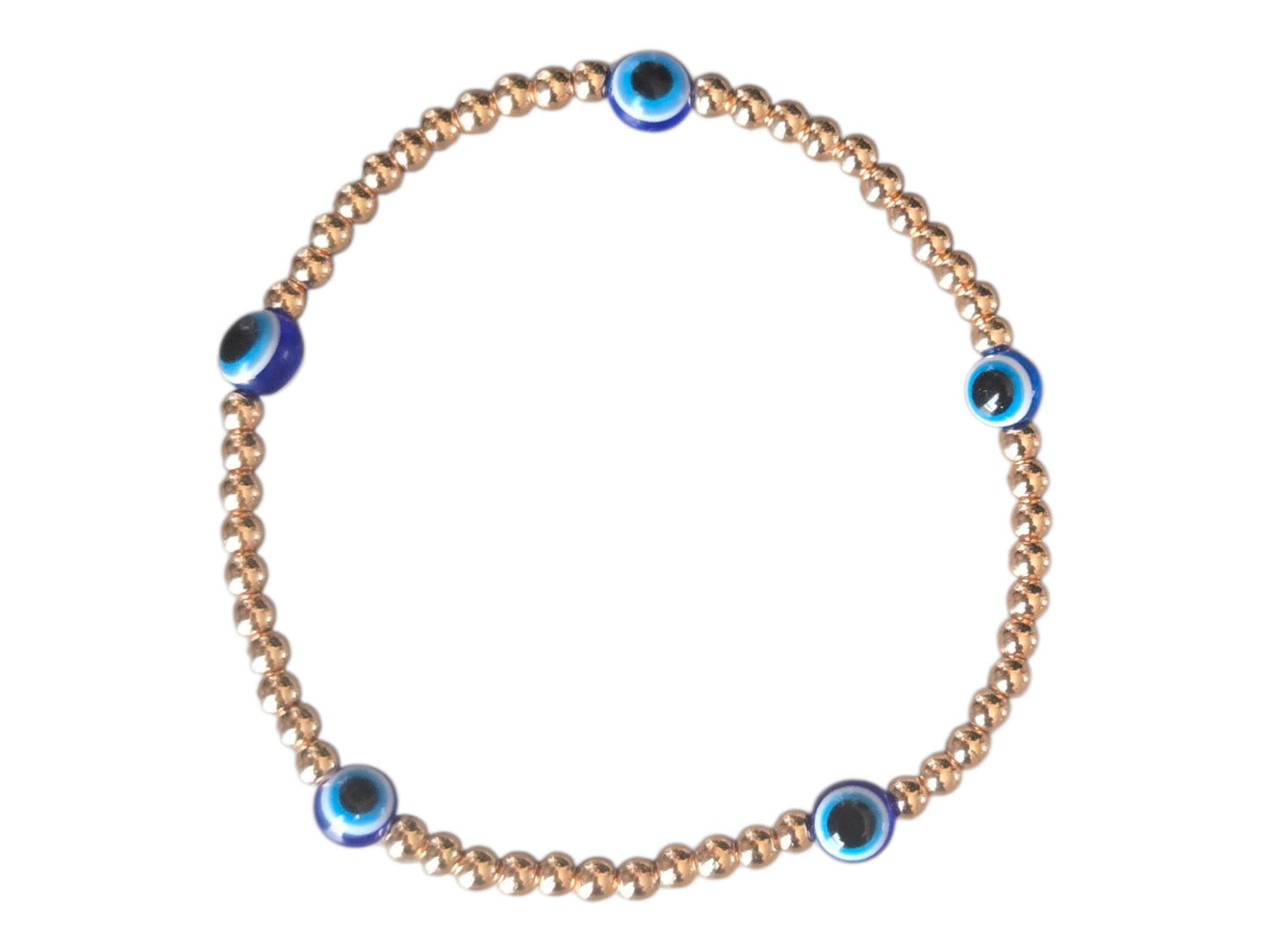 Dainty 3mm Gold Hematite Evil Eye Crystal Gemstone Beaded  Chakra Bracelet