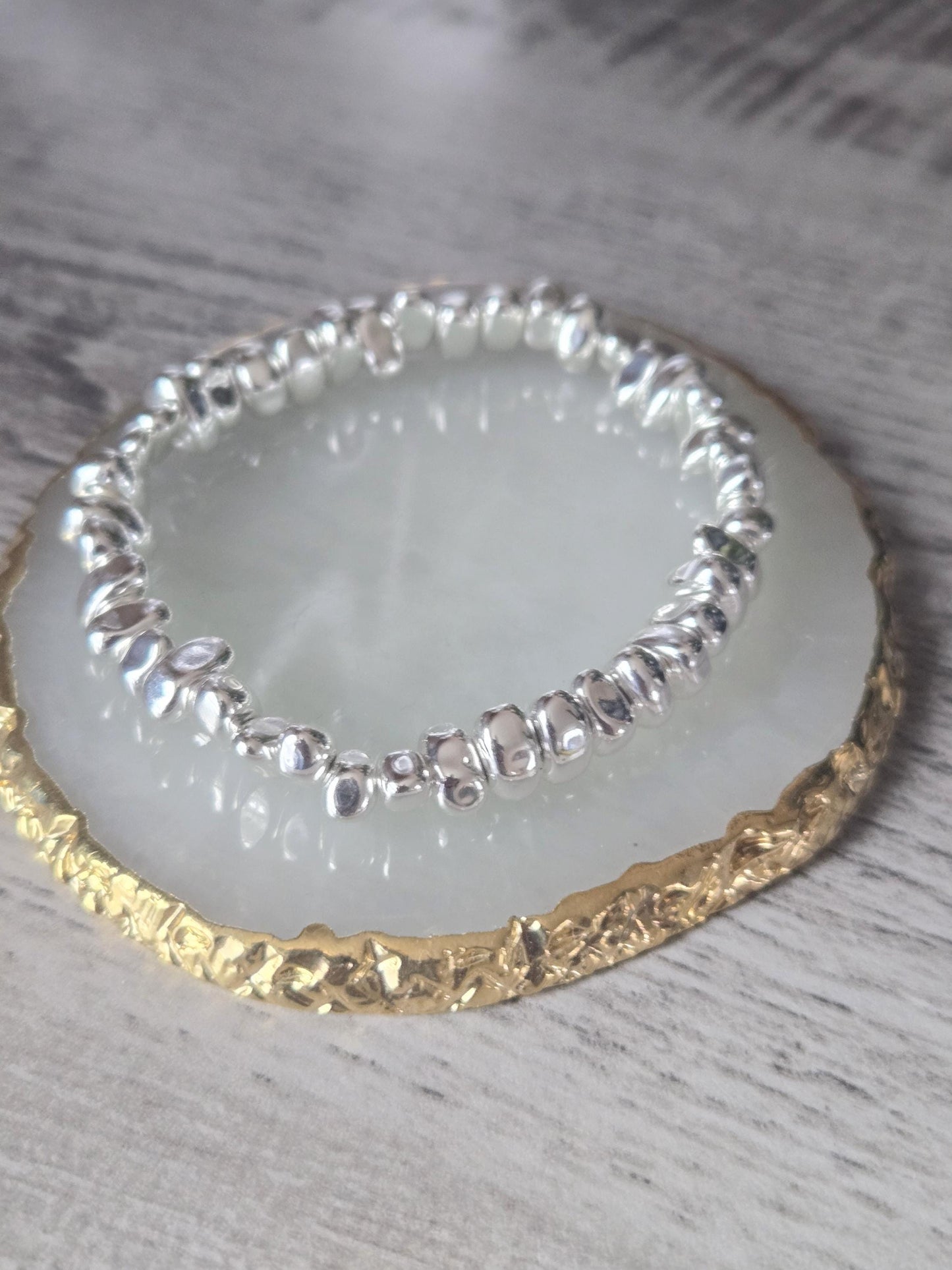 Unique Silver Hematite Crystal Gemstone Beaded Chakra Bracelet