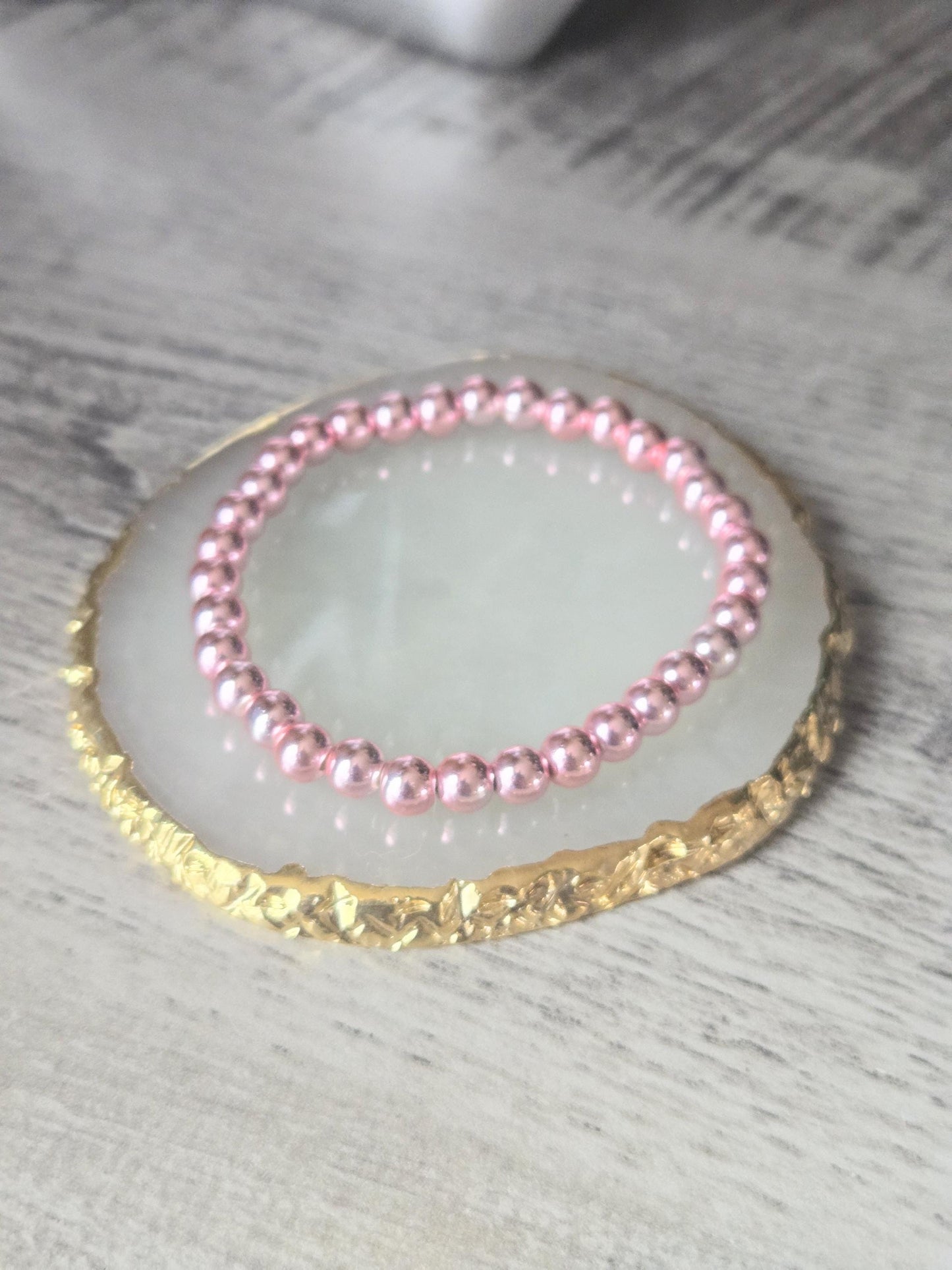 Metallic Pink Hematite Crystal Gemstone Beaded  Chakra Bracelet