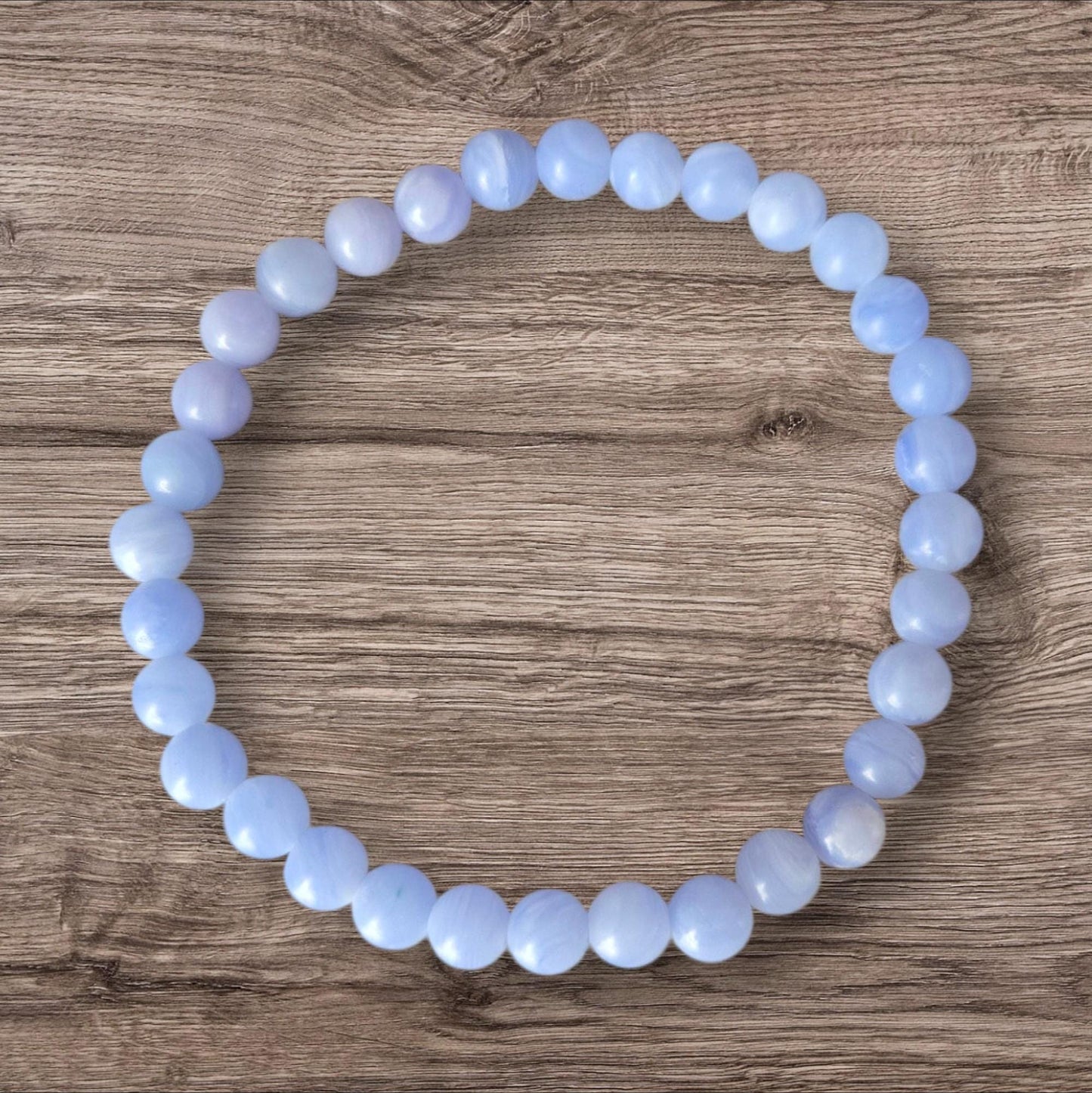 6mm Genuine Blue Lace Agate Crystal Beaded Gemstone Bracelet