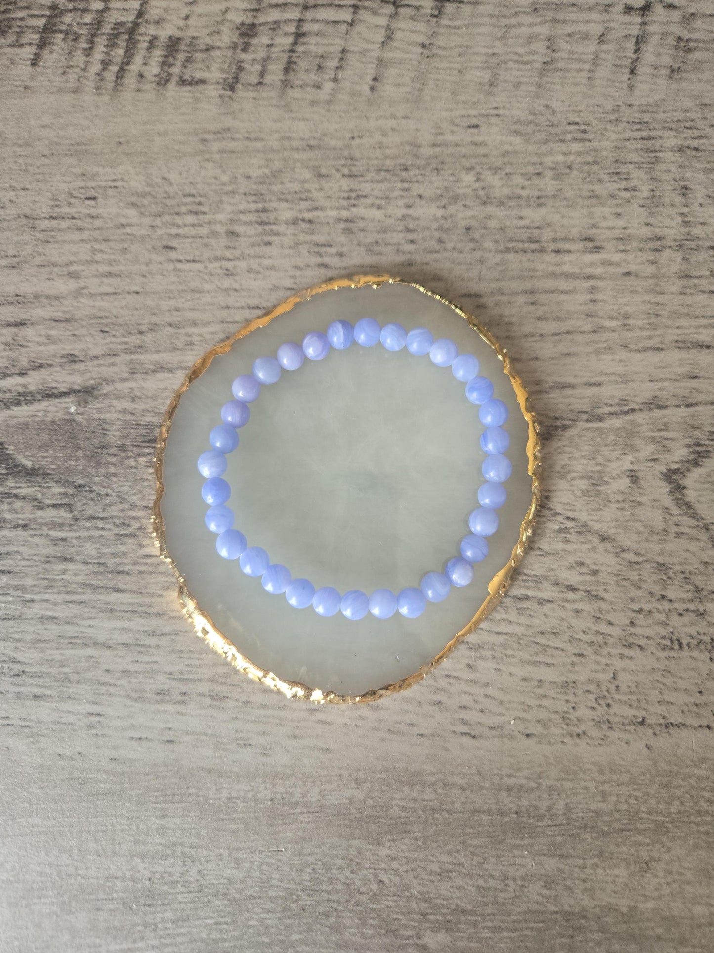 6mm Genuine Blue Lace Agate Crystal Beaded Gemstone Bracelet