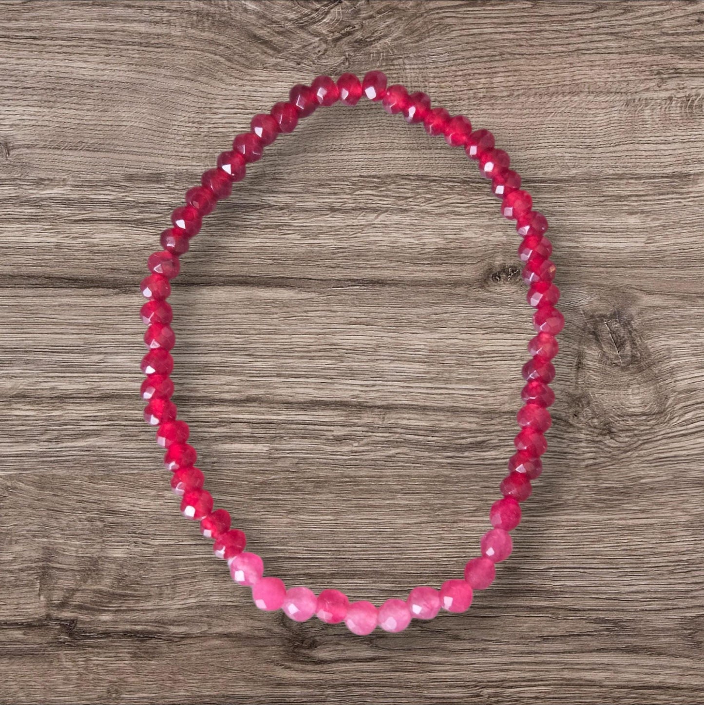 Ruby and Pink Tourmaline Faceted Crystal Gemstone Beaded Bracelet
