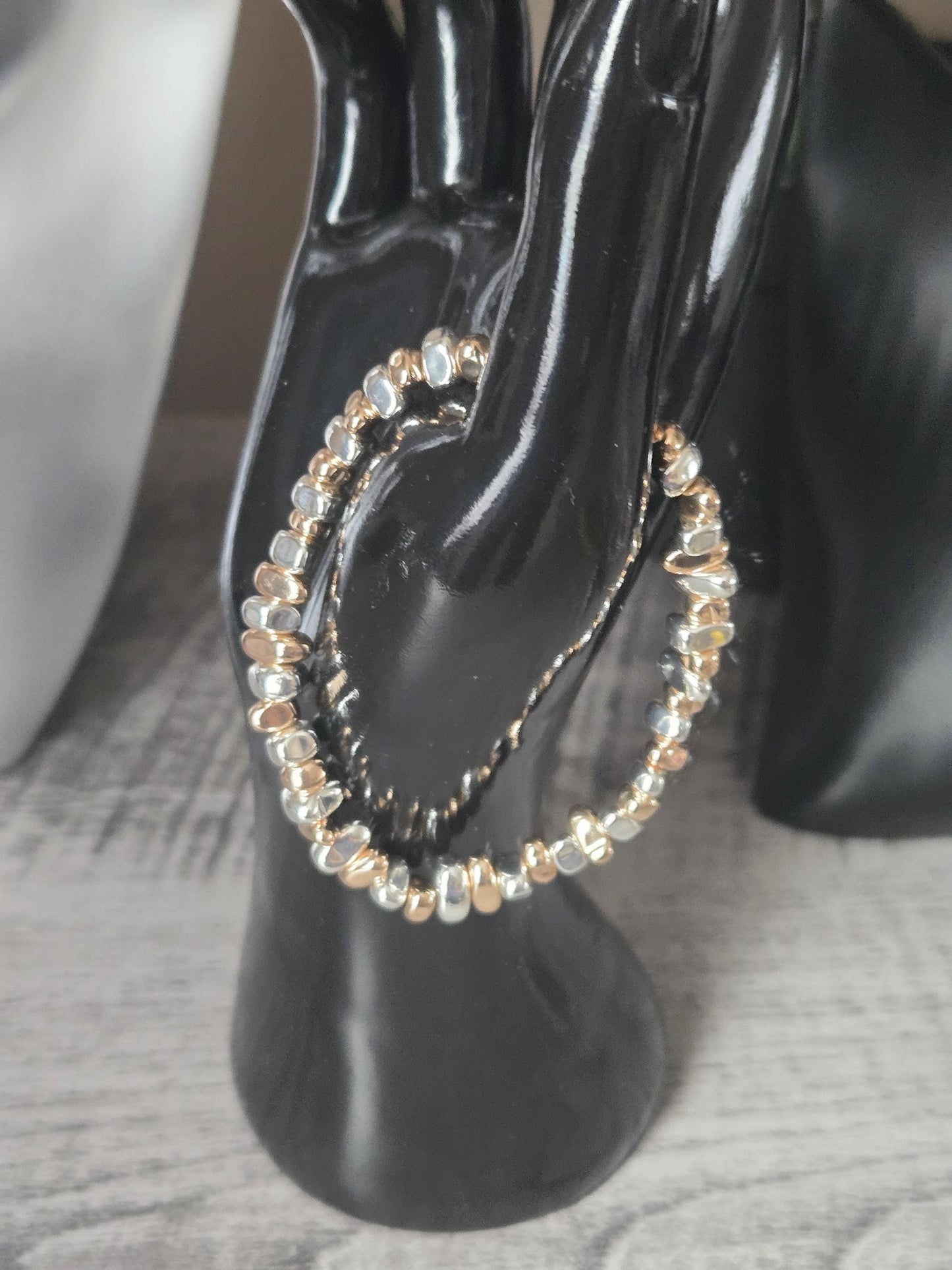 Gold & Silver Hematite Crystal Gemstone Beaded Chakra Bracelet
