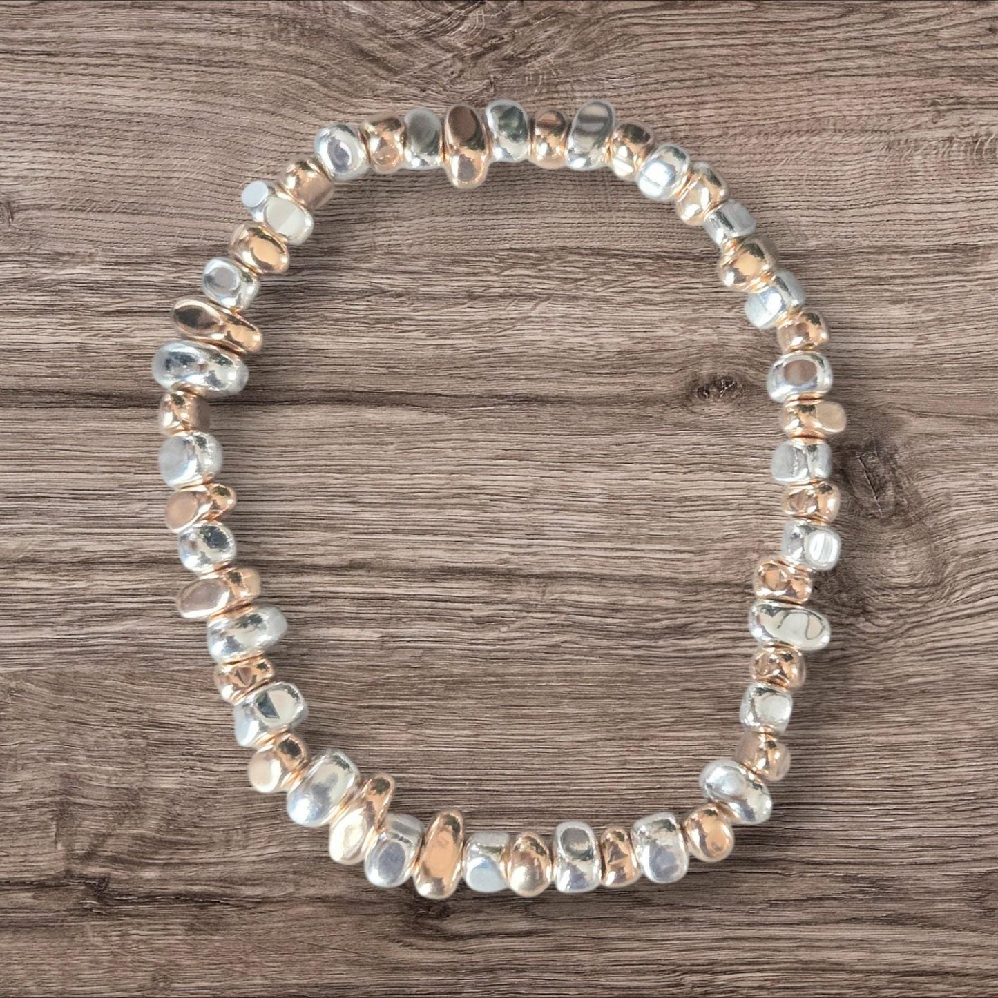Gold & Silver Hematite Crystal Gemstone Beaded Chakra Bracelet