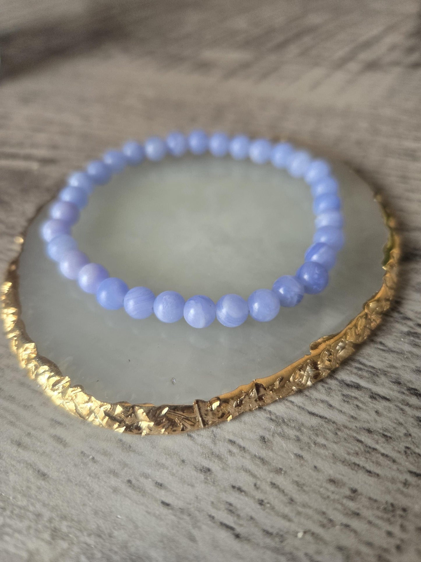 6mm Genuine Blue Lace Agate Crystal Beaded Gemstone Bracelet