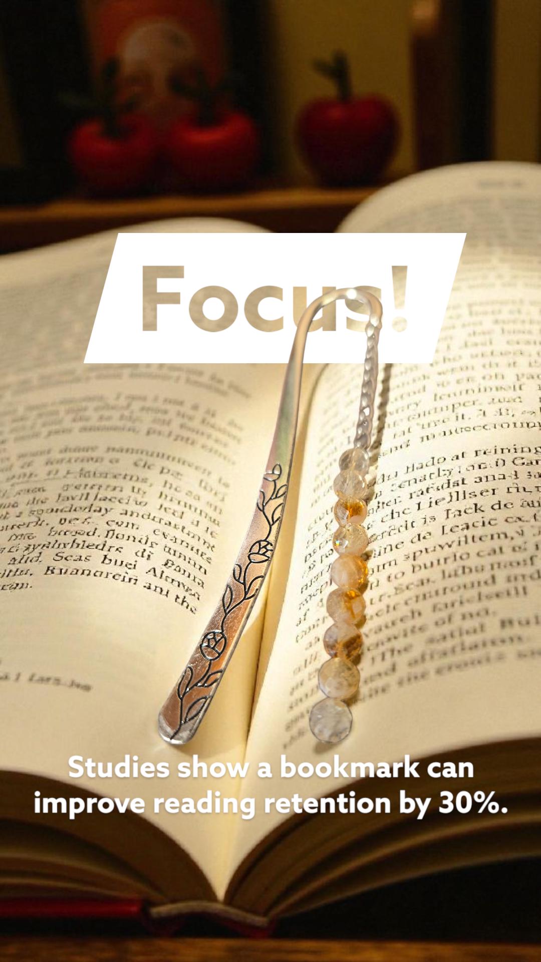 Personalise your Handmade Silver AAA Quality Genuine Natural Citrine Crystal Beaded Solar Plexus Gemstone Beaded Silver Bookmark