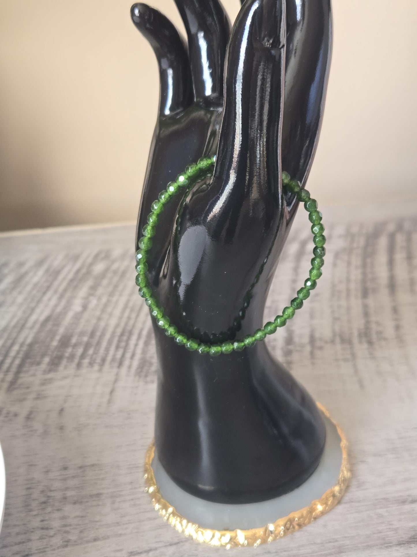 4mm Emerald Faceted Crystal Beaded Gemstone Bracelet