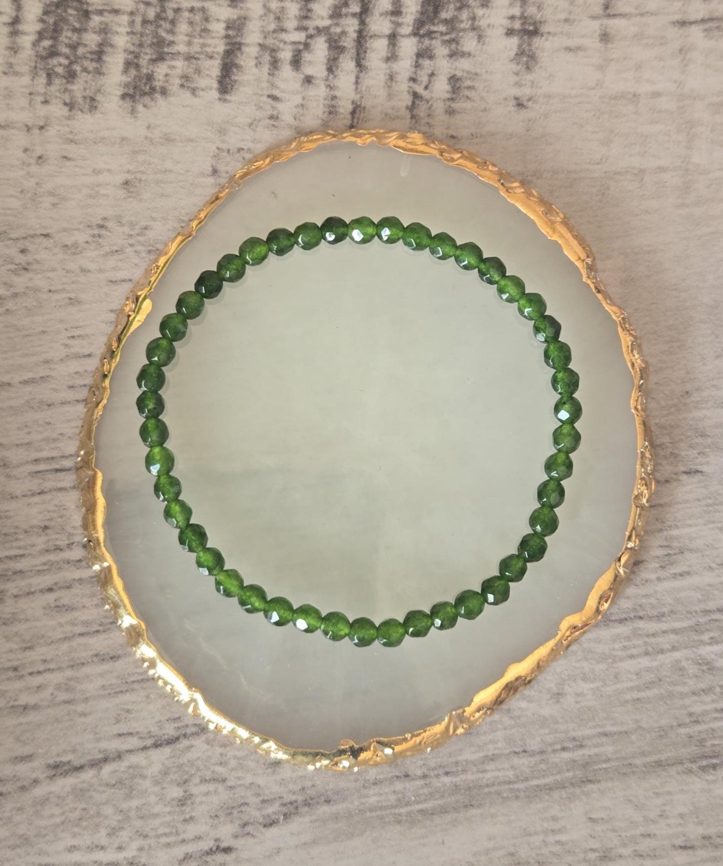 4mm Emerald Faceted Crystal Beaded Gemstone Bracelet