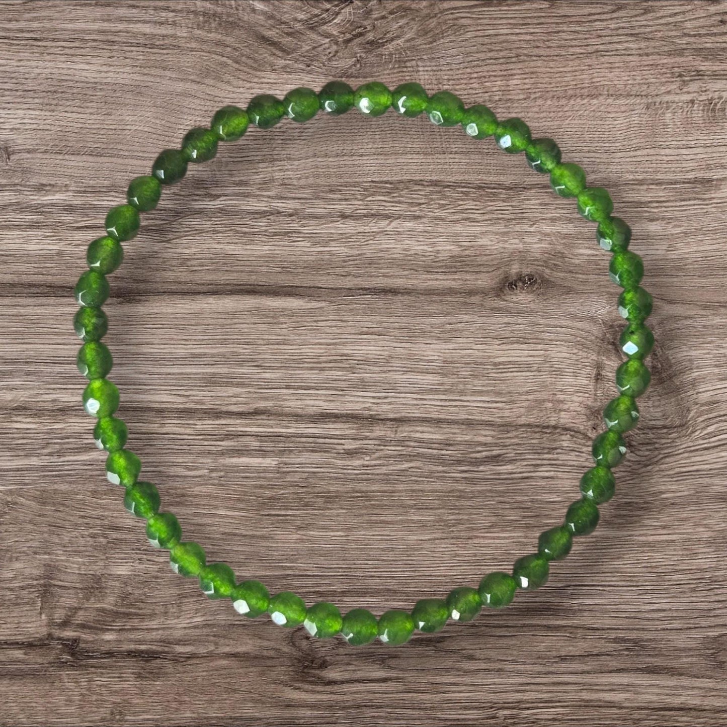 4mm Emerald Faceted Crystal Beaded Gemstone Bracelet