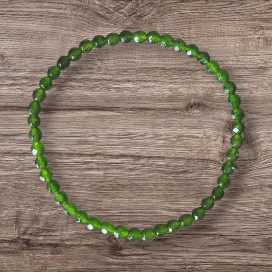 4mm Emerald Faceted Crystal Beaded Gemstone Bracelet