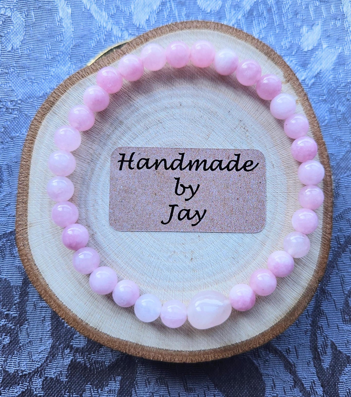 AAA Quality Kunzite and Rose Quartz Crystal Beaded Gemstone Bracelet