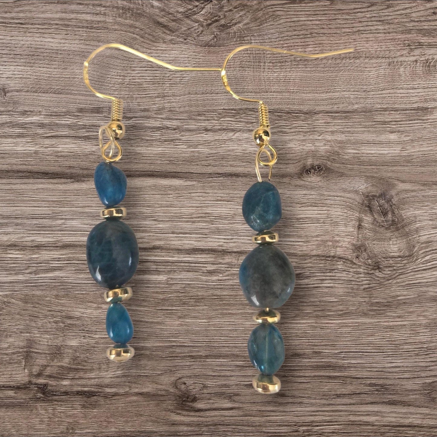 Apatite Crystal Earrings: Natural Gemstone, Gold/Silver