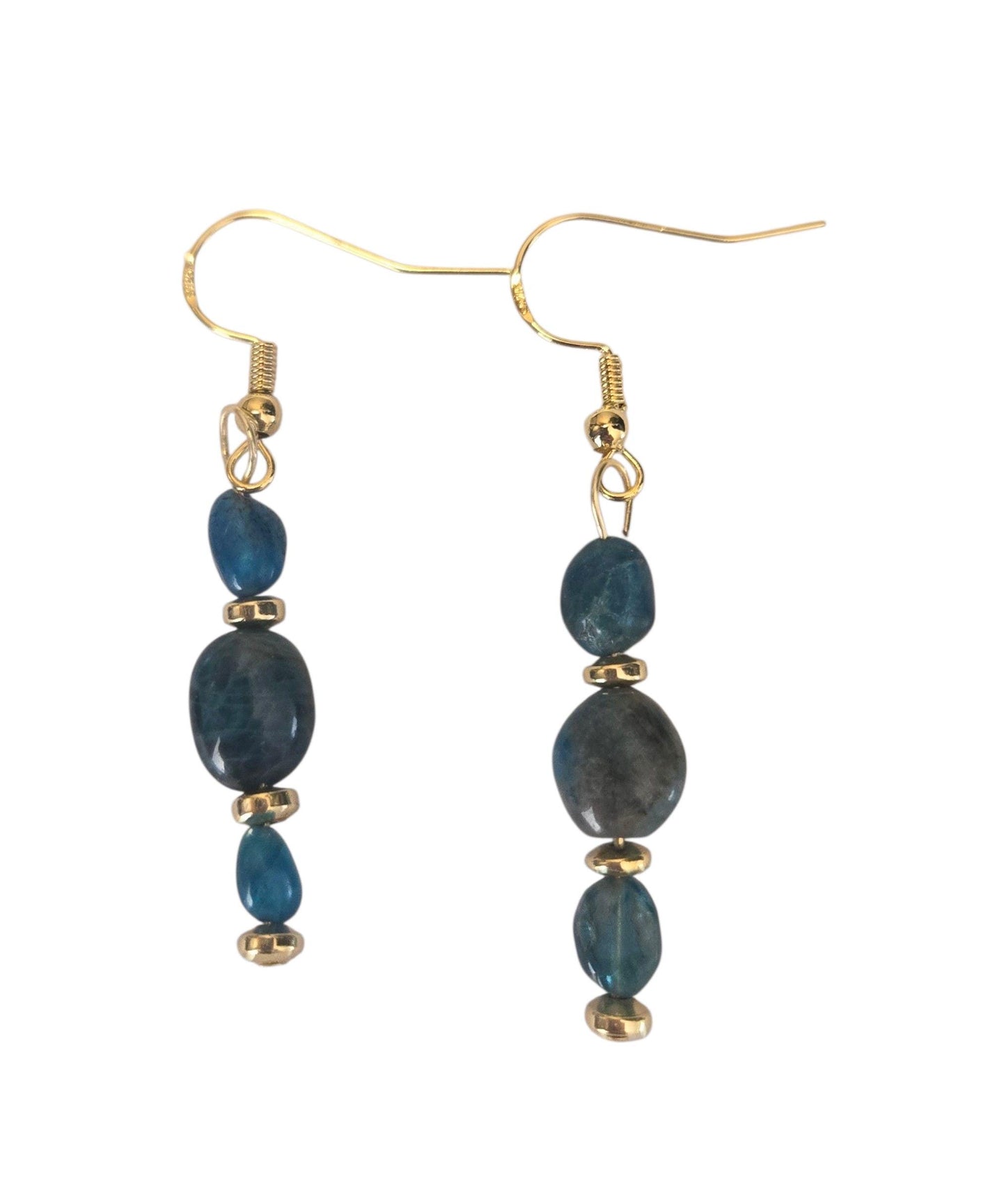 Apatite Crystal Earrings: Natural Gemstone, Gold/Silver