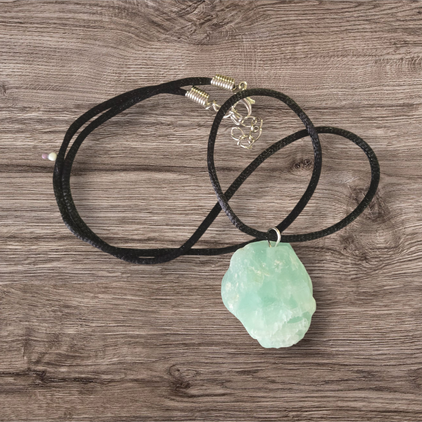 Raw Fluorite Crystal Pendant Reiki Gemstone Necklace